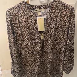 Animal Print 3/4 Sleeve Blouse Size Small 