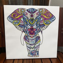 15“ X 15“ Elephant Canvas Wall Hanging