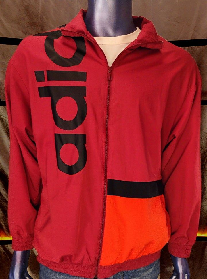 Adidas Men’s XL Red Black Orange Windbreaker Jacket