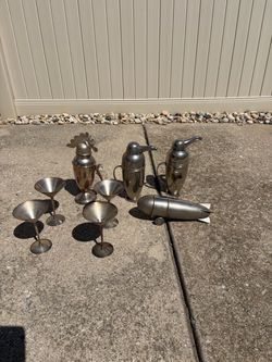 Assorted shaped cocktail shakers & martini glasses