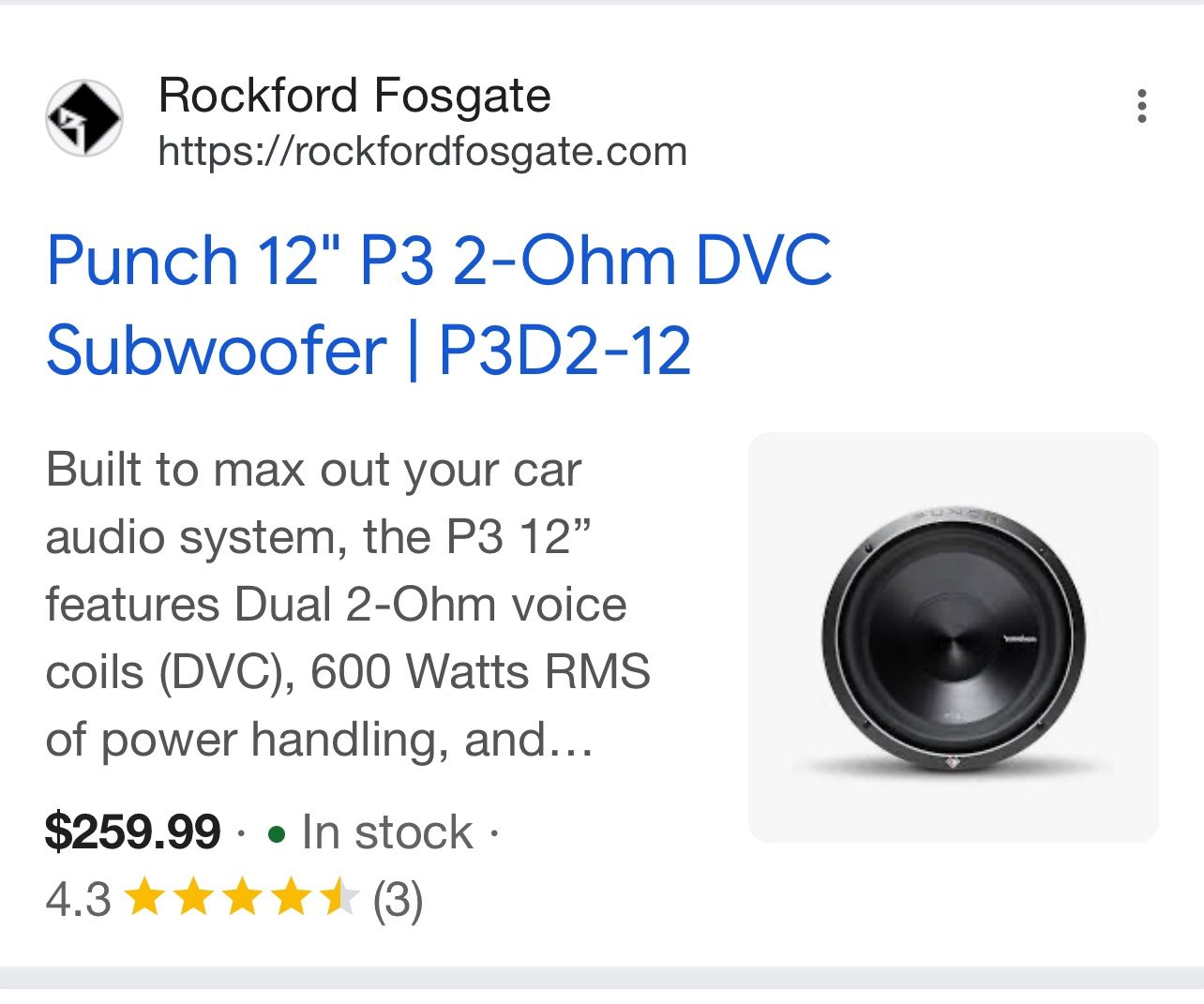 Rockford Fosgate P3d4 12”