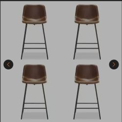 LUE BONA
Faux Leather Bar Stools Metal Frame Counter Height Bar Stools(Set of 4)