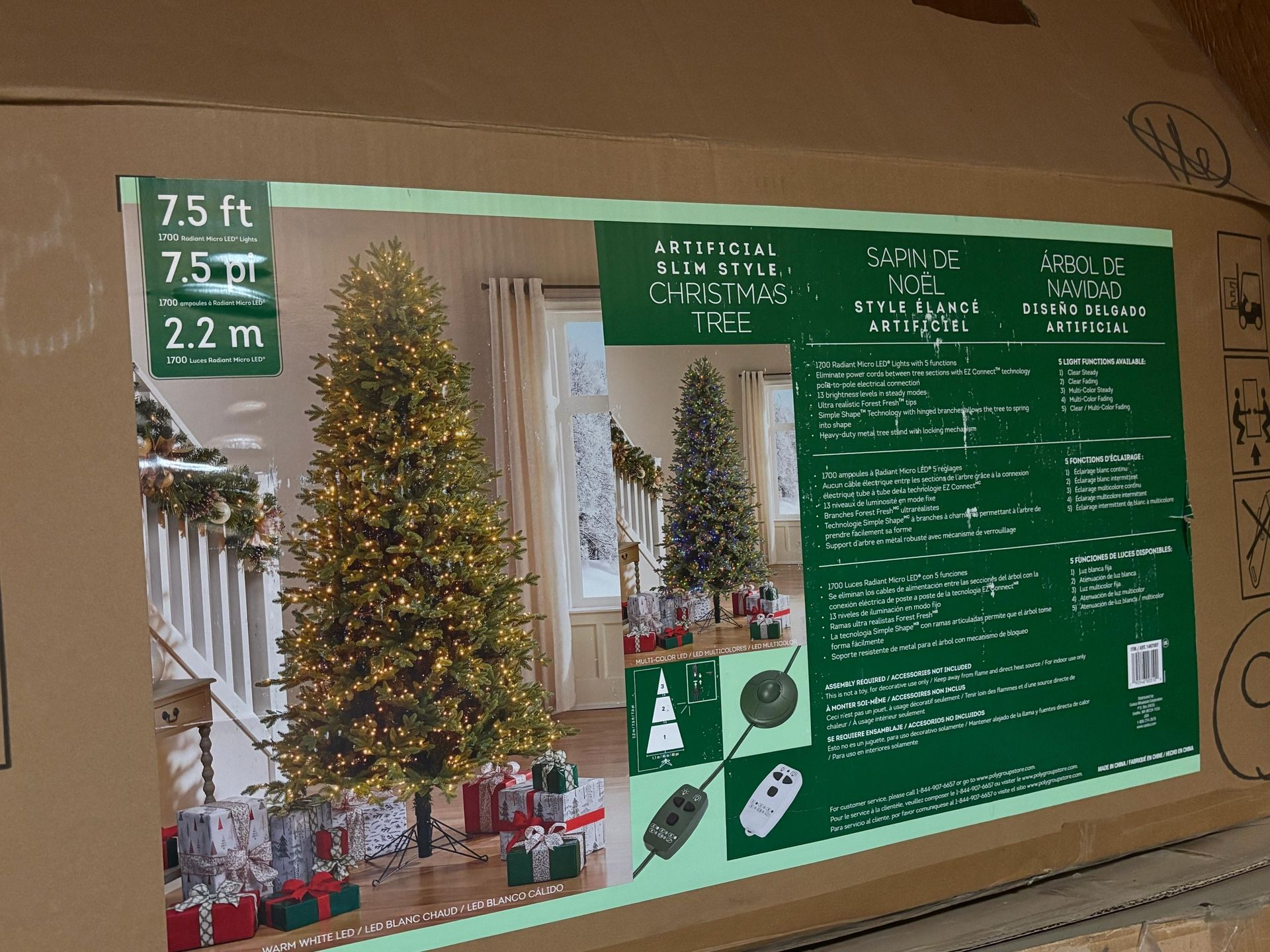 7.5ft Artificial Christmas Tree - 1700 Count LED