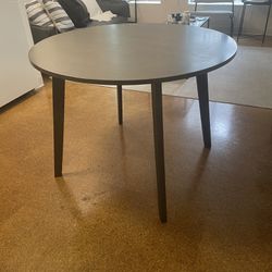 Dining Table, Round Solid Wood Base, Gray