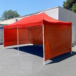 New in box $205 Heavy-Duty 10x20 ft Canopy w/ 4 Sidewalls, Outdoor Patio Pop Up Tent Gazebo with Carry Bag, Black 