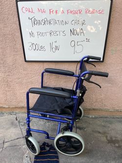 Nova transportation chair no footrest