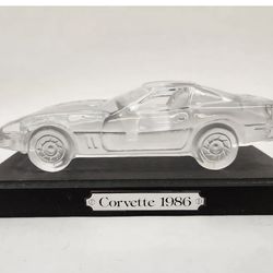1986 Corvette Chevrolet Crystal Clear Glass Paperweight 