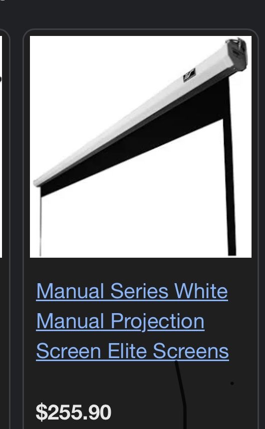 Manual projector screen 8 feet wide