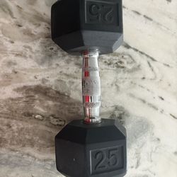 20 pound dumbbell and 25 pound dumbbell