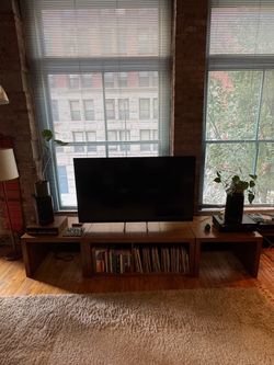 Set of 3 Solid Wood Low Console / Media Tables – Mid-Century Style