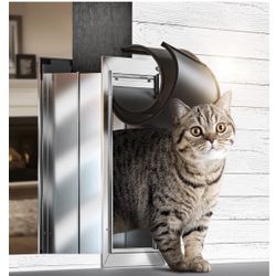 Cat Door for Wall, Small Pet Door, Heavy Duty Doggy Door, All Aluminum Frame, 2 Magnetic Flaps, Energy Efficient, Telescoping Tunnel, Sliding Lock Pan