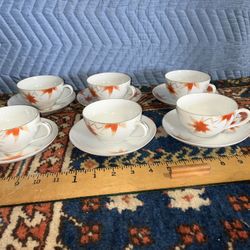 6 Vintage Japanese Tea Coffee Cups & Saucers With Makers Mark 