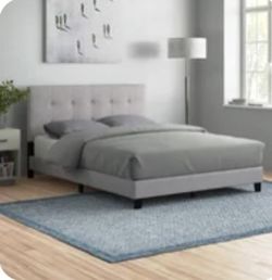 Gray Upholstered Queen Headboard Only 