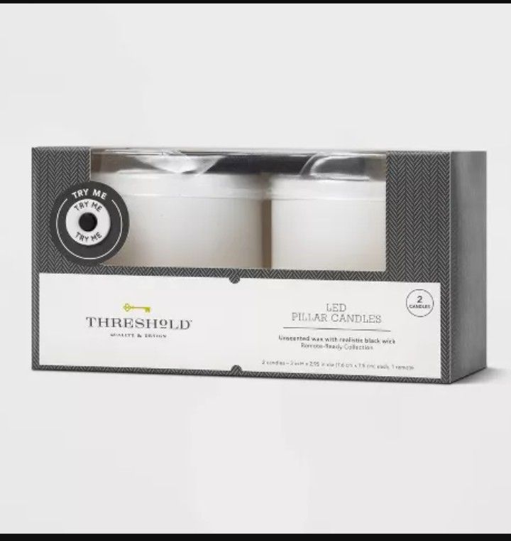 Target Threshold LED Pillar Candles Remote Control Set Of 2 Home Decor
