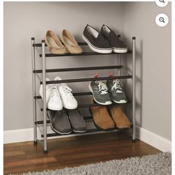Shoe Rack Organizer Shelf, Up to 40 Pairs, Metal, Black, Silver