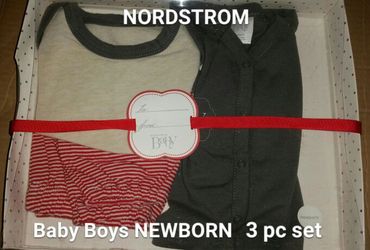 New Nordstrom Baby Boys Sz NB newborn 3pc set nwt