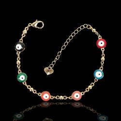 18k Gold Filled Round Evil Eye Bracelet