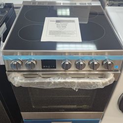 24 in. 4 Burner Element Free-Standing Electric Range with Self-Cleaning Convection Oven in Stainless Steel