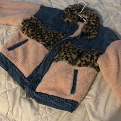 Custom Embroidered Jean And Fur Jacket 