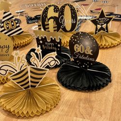 60th Birthday Party Props Black & Gold