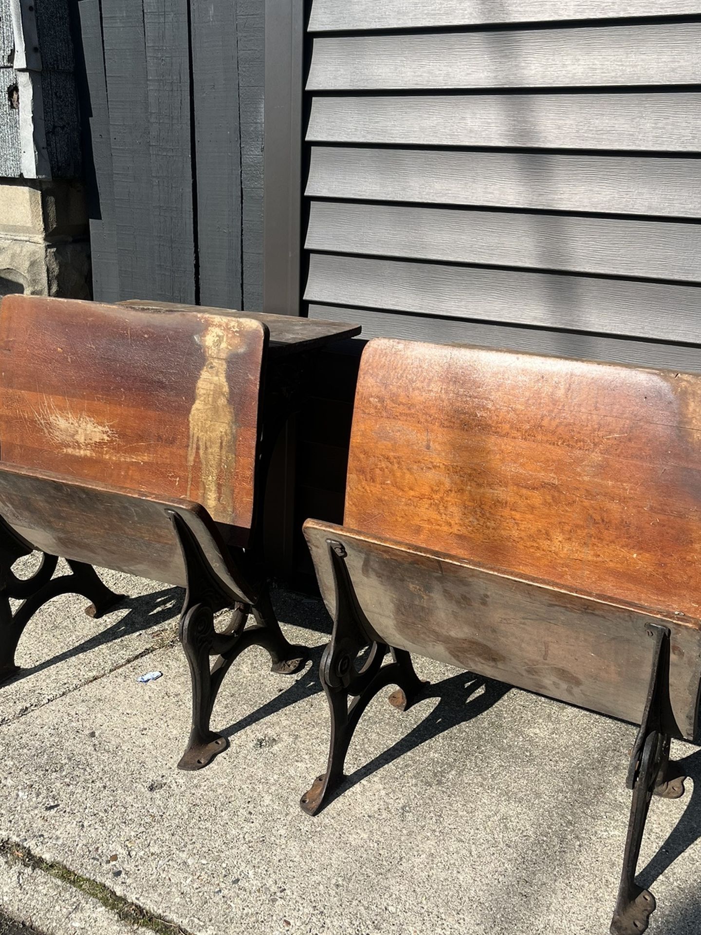 Vintage E H Strafford School Desk Cast Iron Wood Antique School