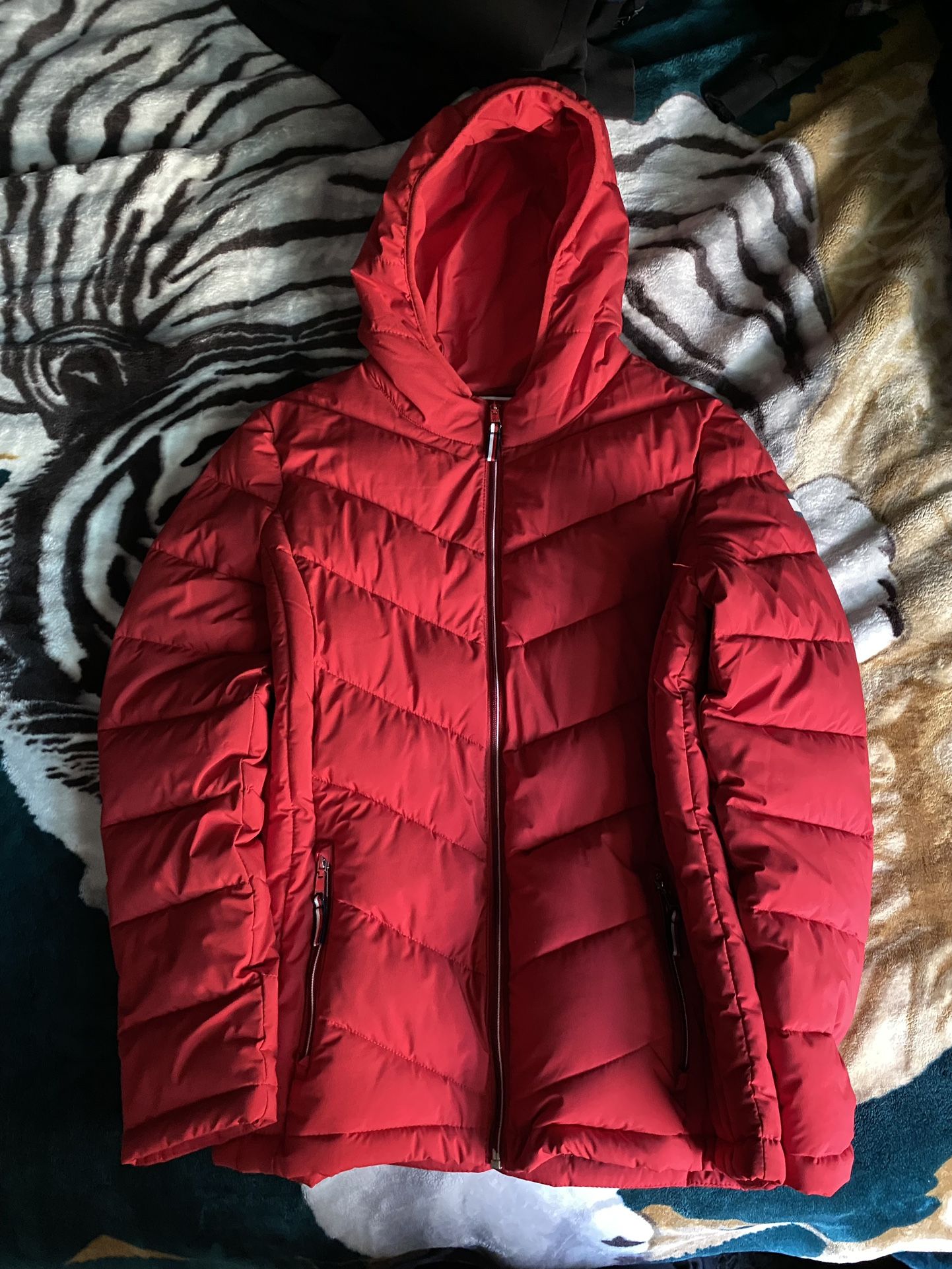 Red Tommy Hilfiger Puffer Jacket 