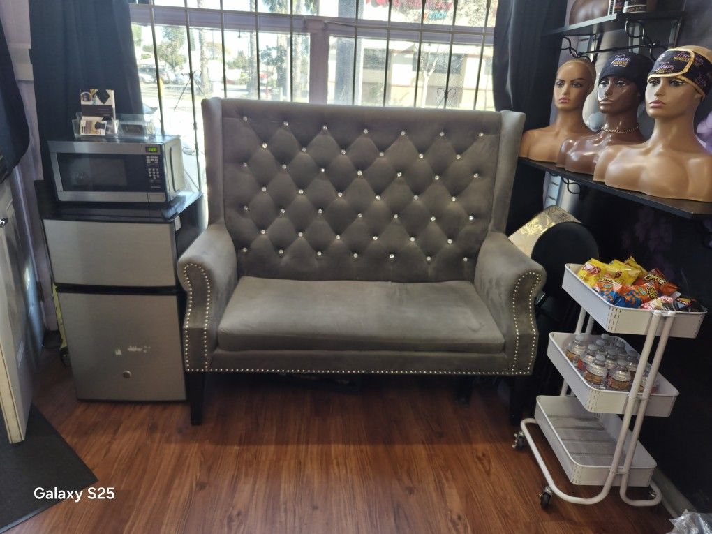 Gray Velvet Mini Couch