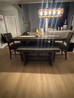 Dining Table Set w/ 4 Chairs and Bench
