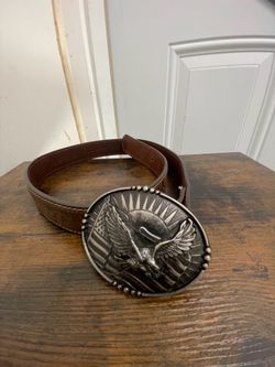 Cody James Boy’s Eagle Flag Leather Belt – Size 26