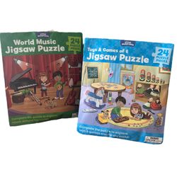 Little Passports Jigsaw Puzzle Lot Of 2   World Of Music & Toys And Games 24pcs 3 year old complete This jigsaw puzzle lot includes two puzzles with a