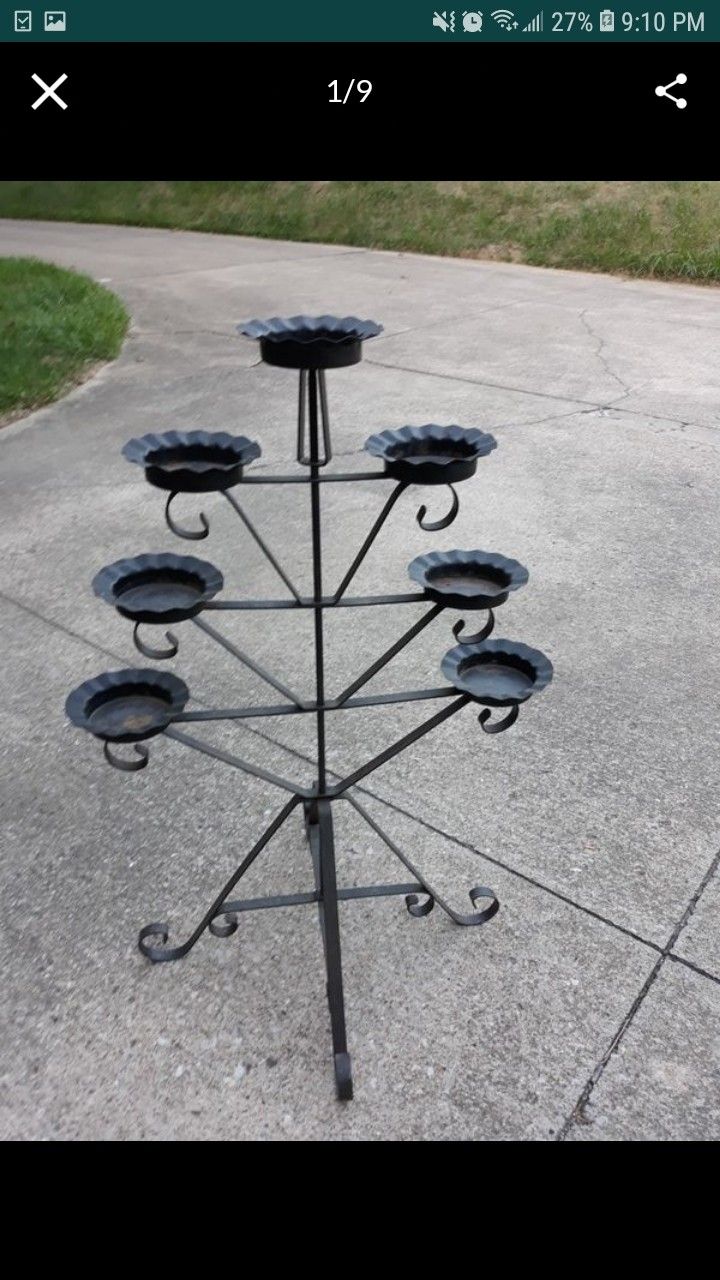 Vintage wrought iron violet plant stand with tiered swiveling arms