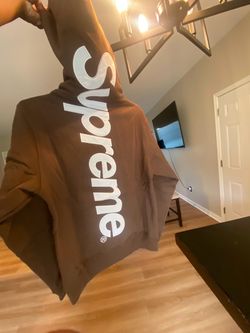 Supreme Brown Hoodie Large Logo, Satin Applique