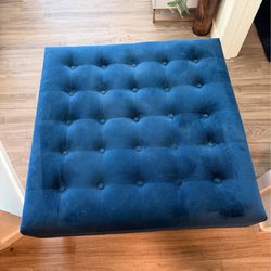 Navy Blue Tufted Velvet Ottoman