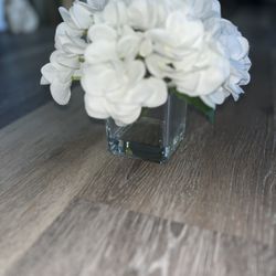 Glass Vase With Fake Flowers