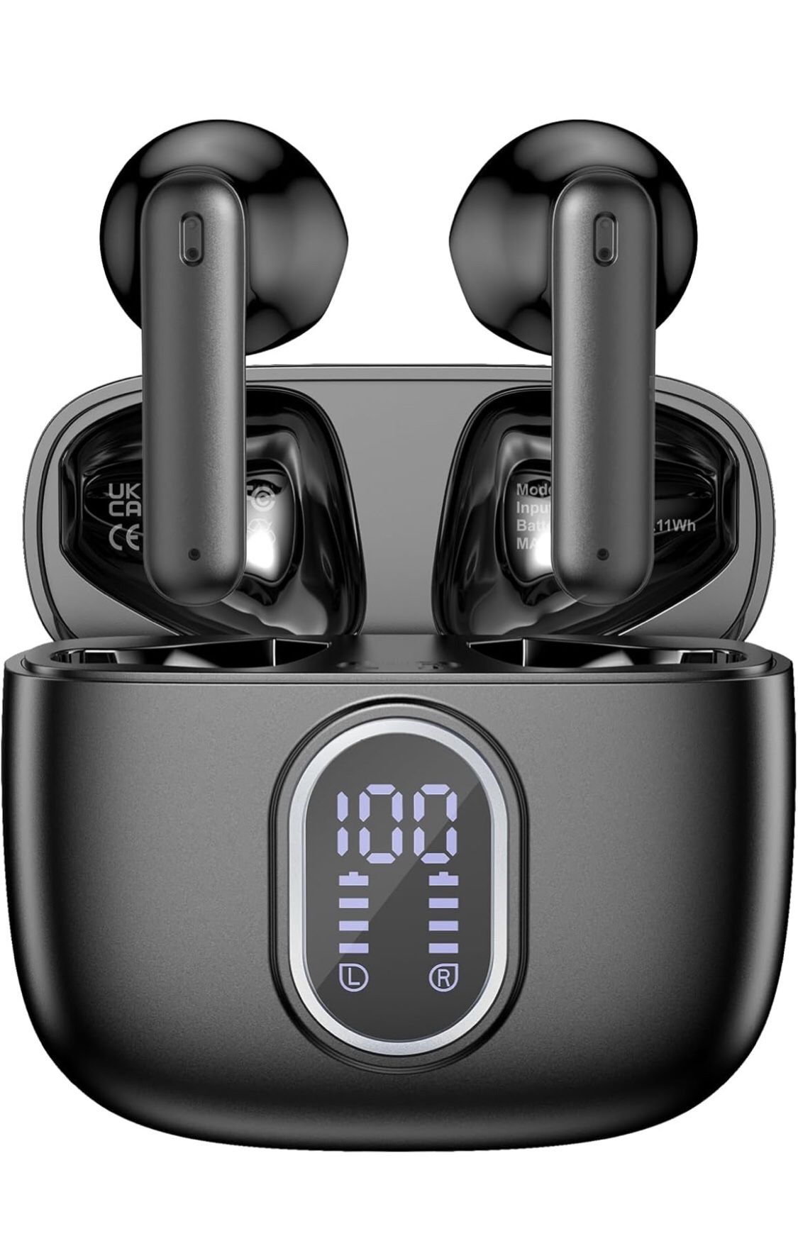 Wireless Earbuds Bluetooth 5.3 Headphones 40 Hrs Playtime with LED Display, Deep Bass and ENC Noise Cancellation Bluetooth Earbuds HD Mics IPX7 Waterp