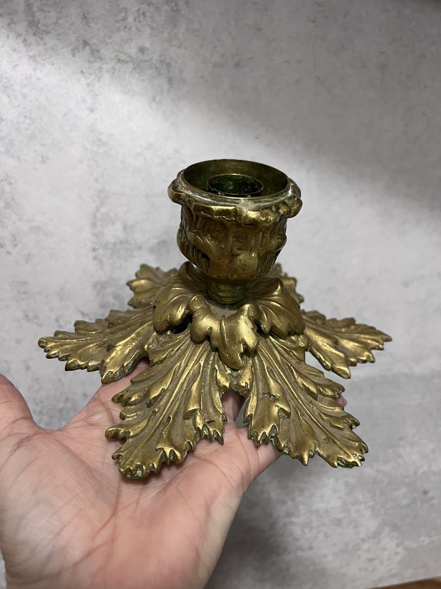Decorative Crafts Inc Solid Brass Botanical Shape Taper Candle Holder