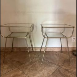 Pair of West Elm Curved Terrace Nightstands 