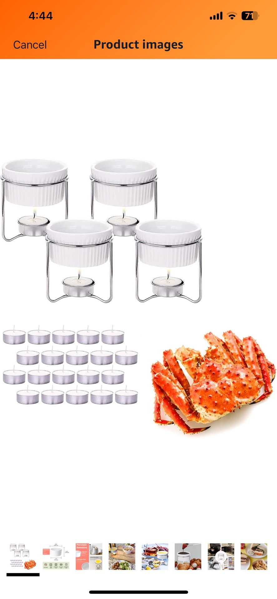 Luvan 4 Pieces Butter Warmers,Butter Warmers For Seafood with 20 Pieces Tealight Candles,Ceramic Butter Warmer Set for Chocolate or Cheese,Fondue- Dis