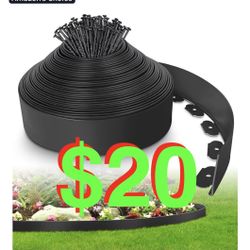 4-Inch x 50 FT Landscape Edging Border with 75 Spikes, Garden Edging Lawn Border Kit, Plastic Edging Border Flexible for Garden Flower Beds Lawn Yard 