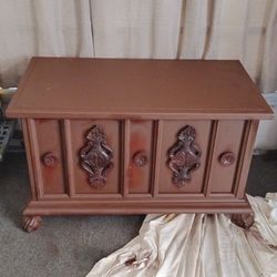 Beautifully Ornamented Antique Hope Chest With Bear Claw Feet. Chest Is 42.5"X22.5" Top 46"X26.5" 