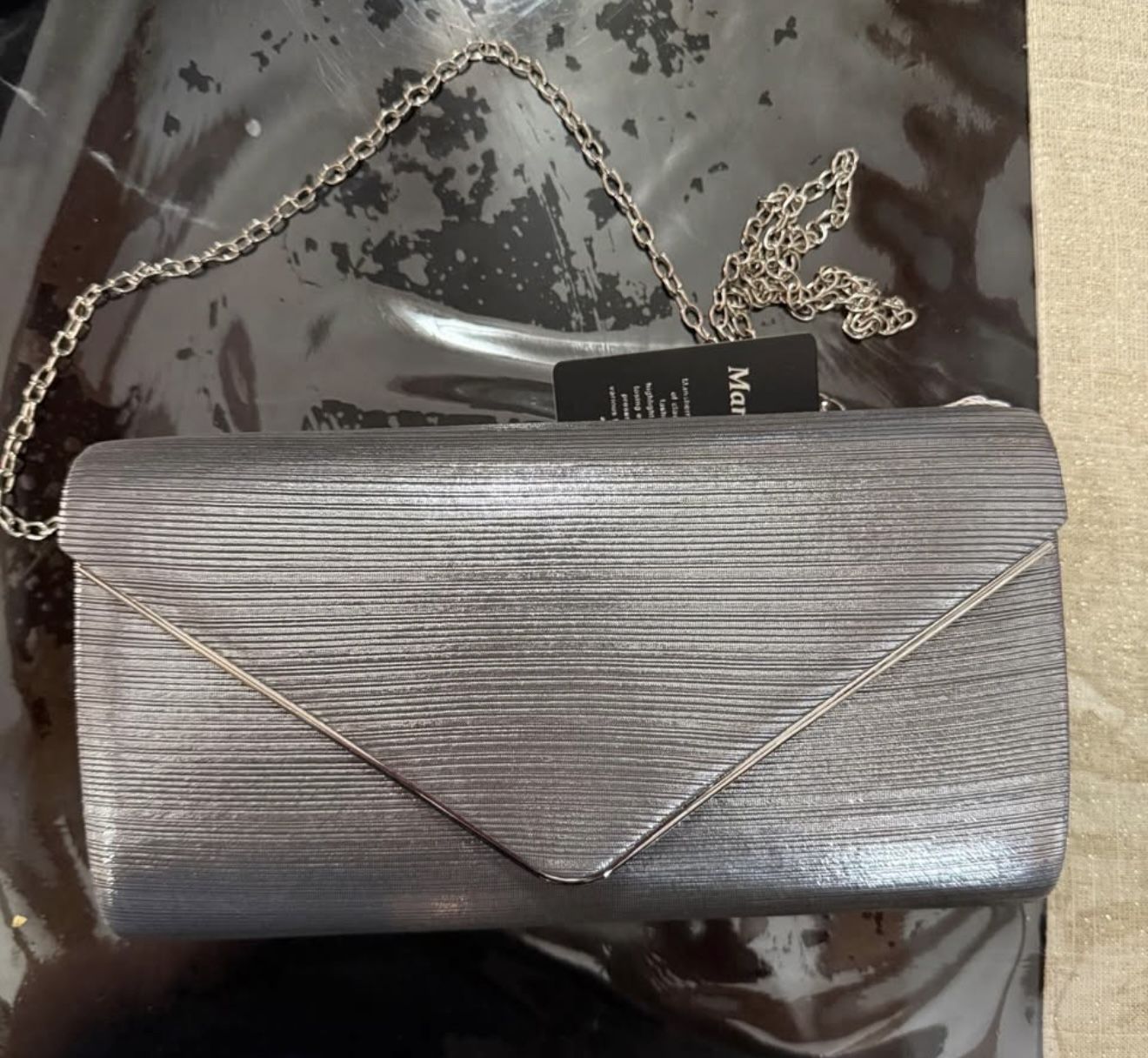 Elegant Gray Clutch Purse – Brand New w/ Box