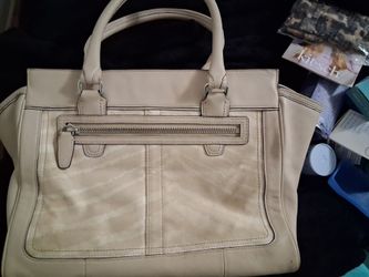 Cream Leather Authentic Coach Handbag