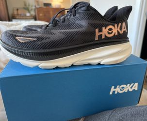 WOMEN'S HOKA CLIFTON 9 BLACK MESH REGULAR ATHLETIC RUNNING SHOES