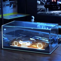Collectible Display Show Case with LED Lights for 1:18 1:24 1:64 Models with White Base