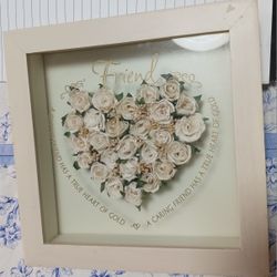 "FRIEND" SHADOW BOX WITH DRIED BABY ROSES