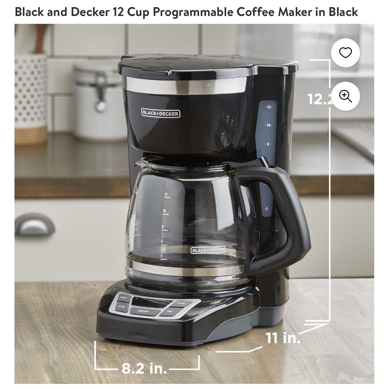 Black and Decker 12 Cup Programmable Coffee Maker in Black