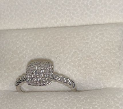 10k Princess Cut 10k Diamond Silver Engagement Ring