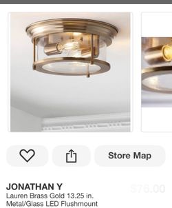 Jonathan Y Lauren Brass Gold LED Flushmount