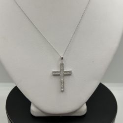 BRAND NEW 10KW .50CTW Cross Necklace 