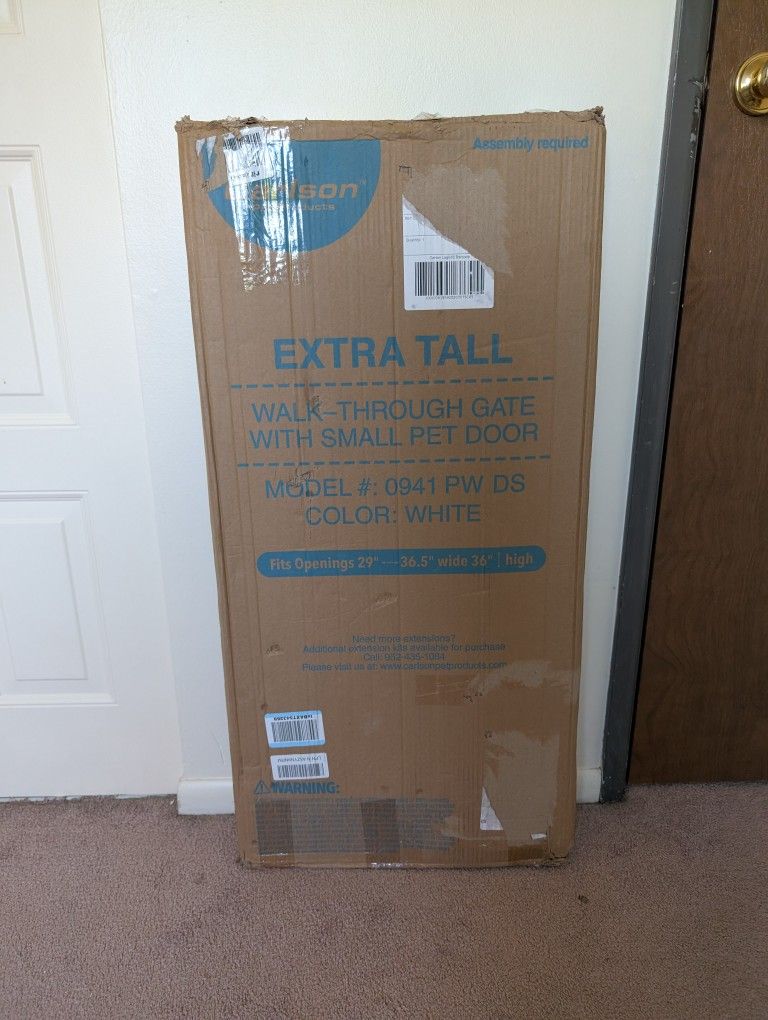 New Extra Tall Safety Gate W/Pet Door